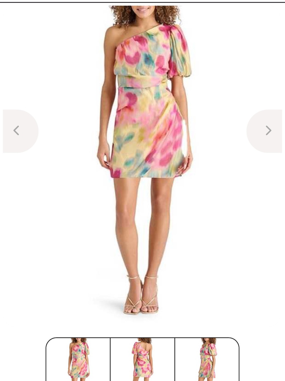 Steve Madden One-Shoulder Floral Mini Dress - Pink, Yellow & Green
